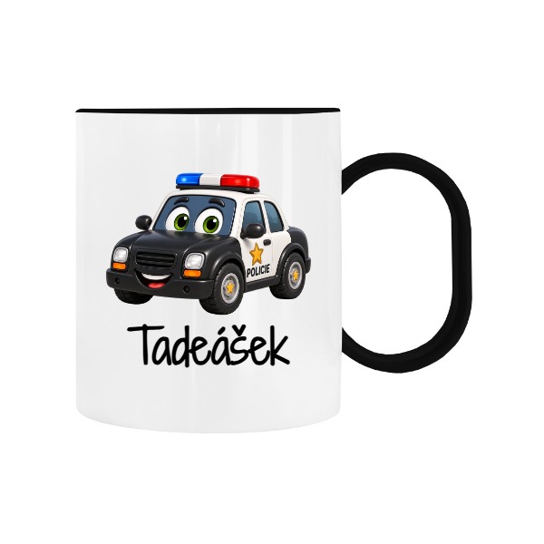 Dětský hrnek plastový s potiskem Policejní autíčko se jménem